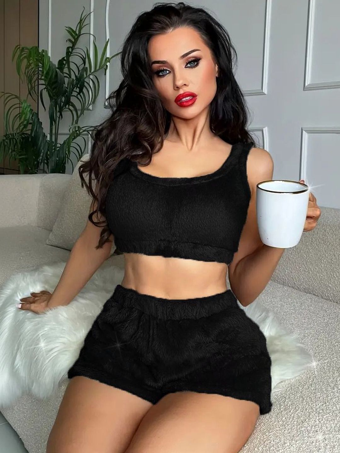 Square Neck Vest Top With Shorts Co-Ords