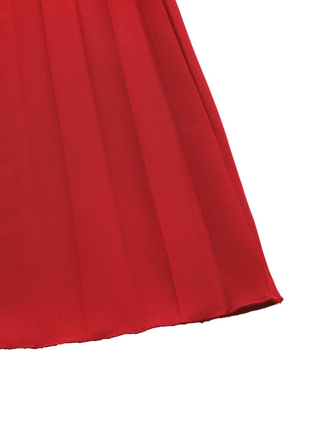 Women's Red Off-Shoulder Ruffled Fit & Flare Midi Dress