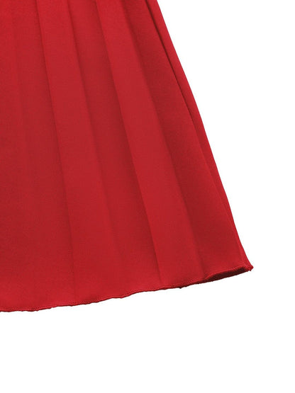 Women's Red Off-Shoulder Ruffled Fit & Flare Midi Dress