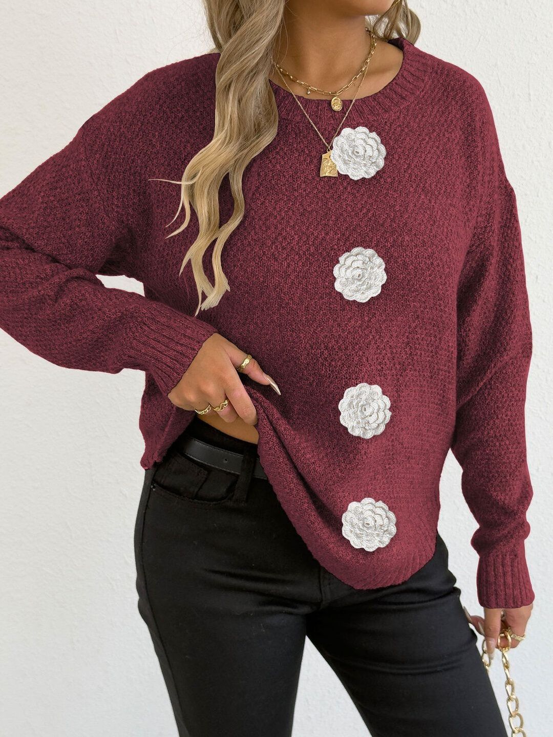 Women Pullover with Applique Detail