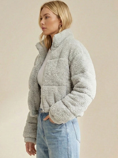 NOWI Women Woollen Crop Open Front Jacket