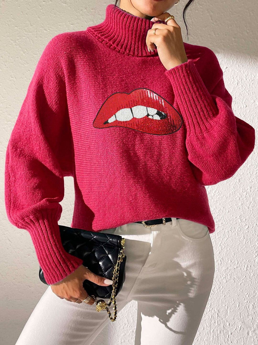 Women Printed Pullover with Embellished Detail