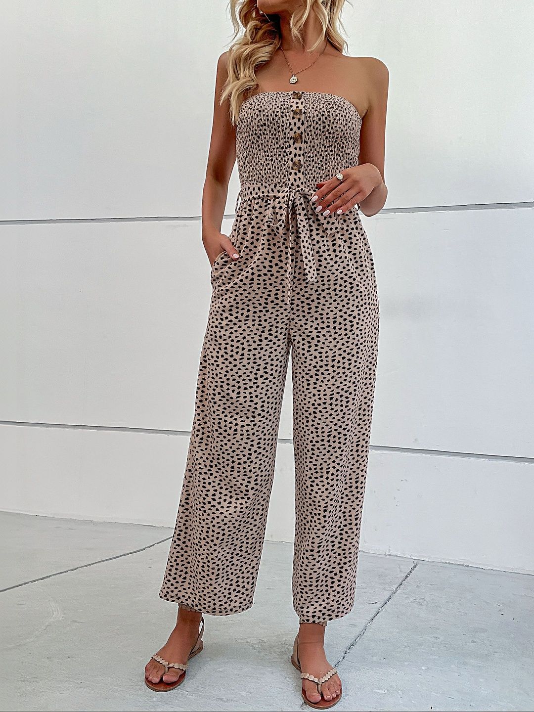 Strapless Printed Basic Jumpsuit