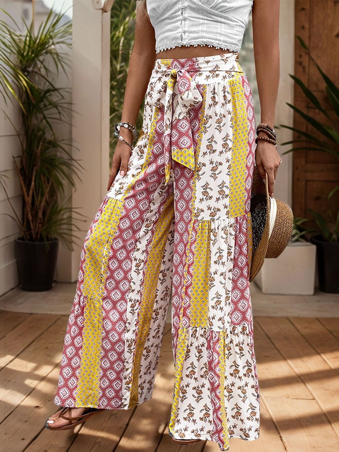 Women Floral Printed Non Iron Trousers