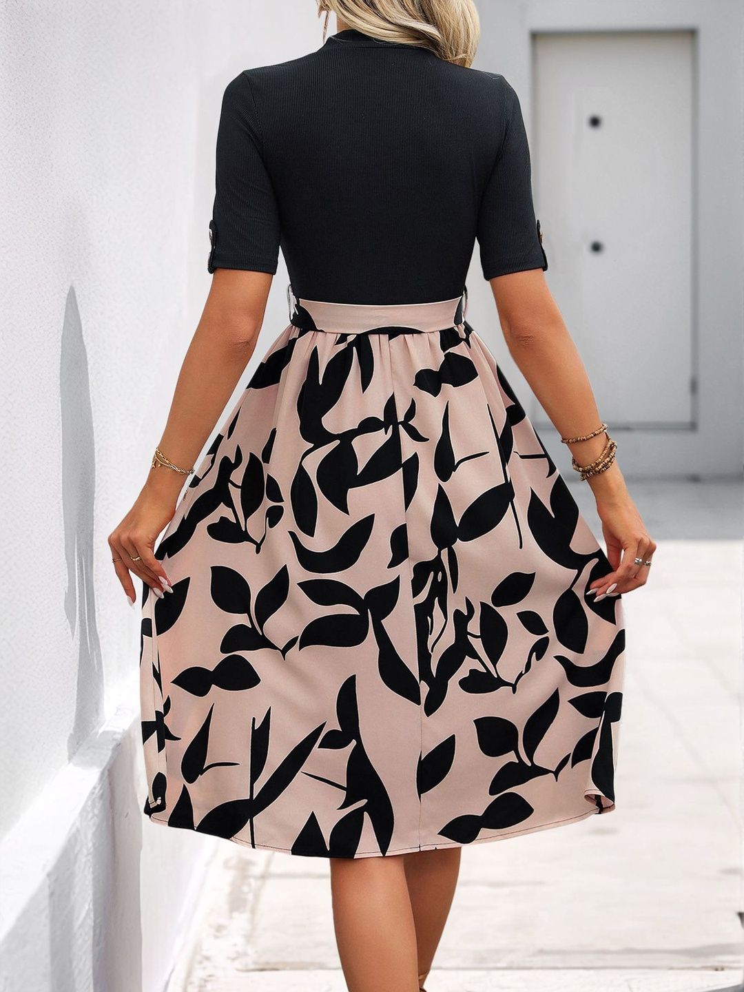 Floral Print Fit & Flare Midi Dress