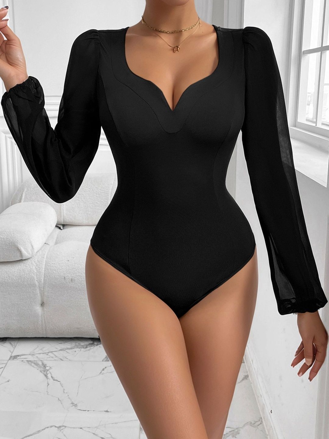 Cotton V-Neck Bodysuit