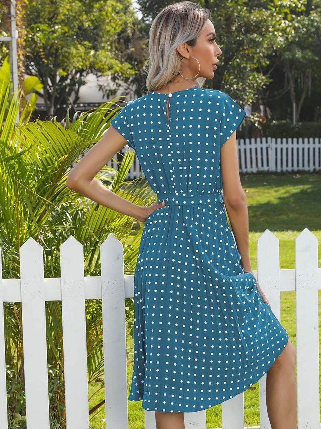 NOWI Polka Dot Print Fit & Flare Dress