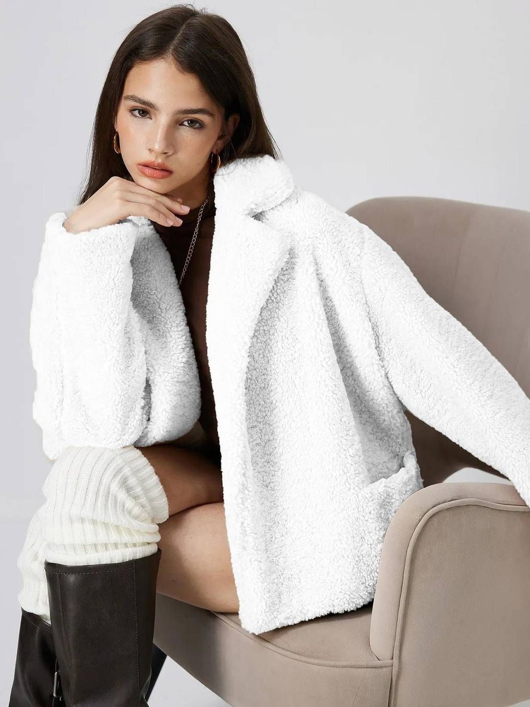 NOWI Women Woollen Open Front Jacket