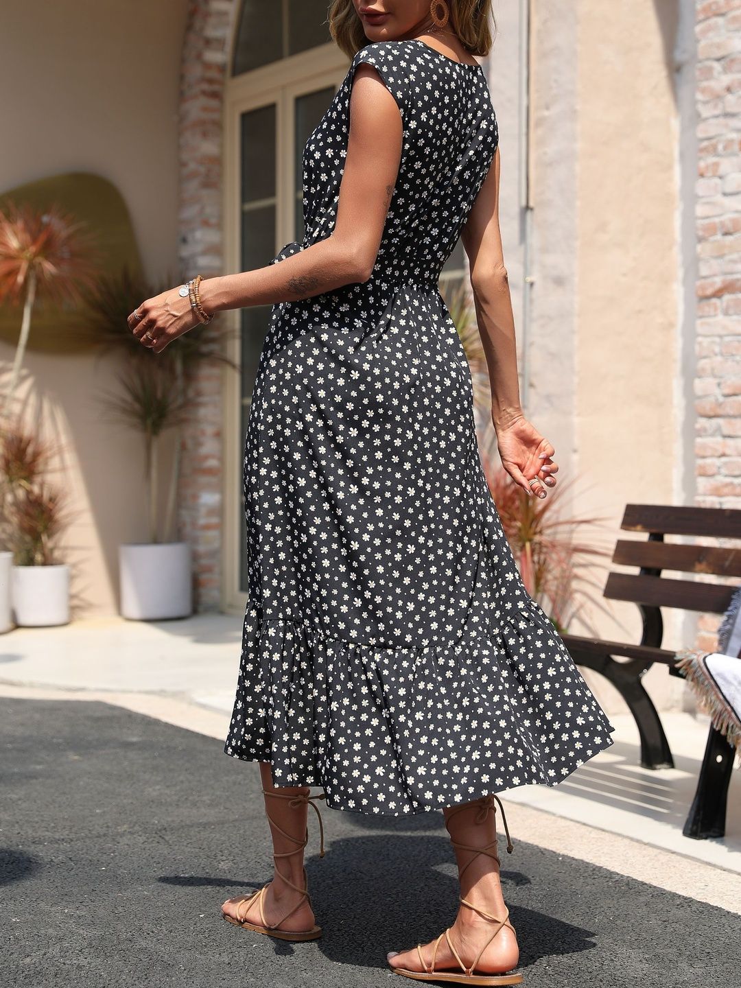 Floral Print Fit & Flare Midi Dress