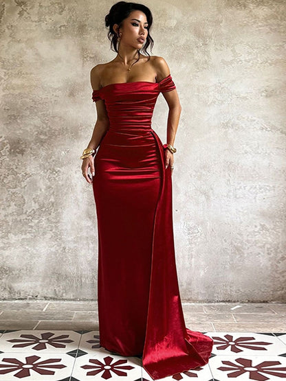 NOWI Off-Shoulder Sheath Maxi Dress