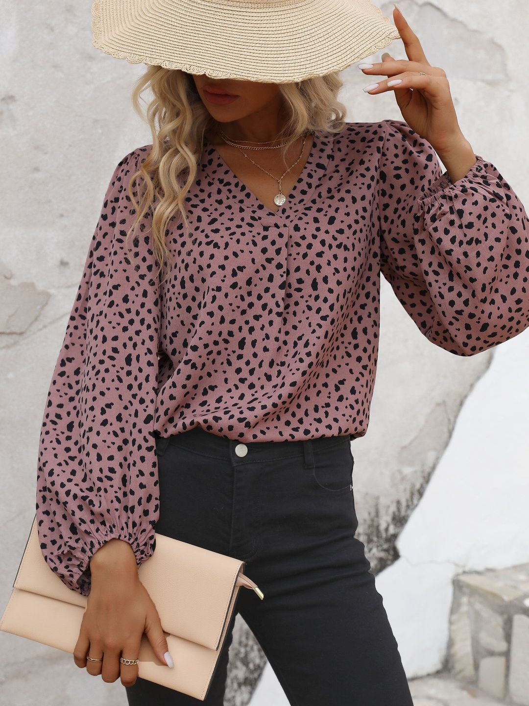 Women's Grey Nowi Animal Print Top