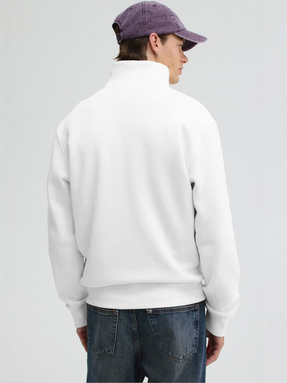 Men's White Sweatshirt Cotton Printed Regular Fit