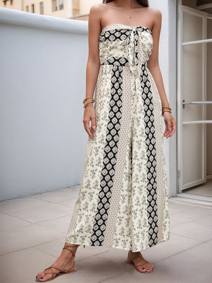 Off-Shoulder Printed Culotte Jumpsuit