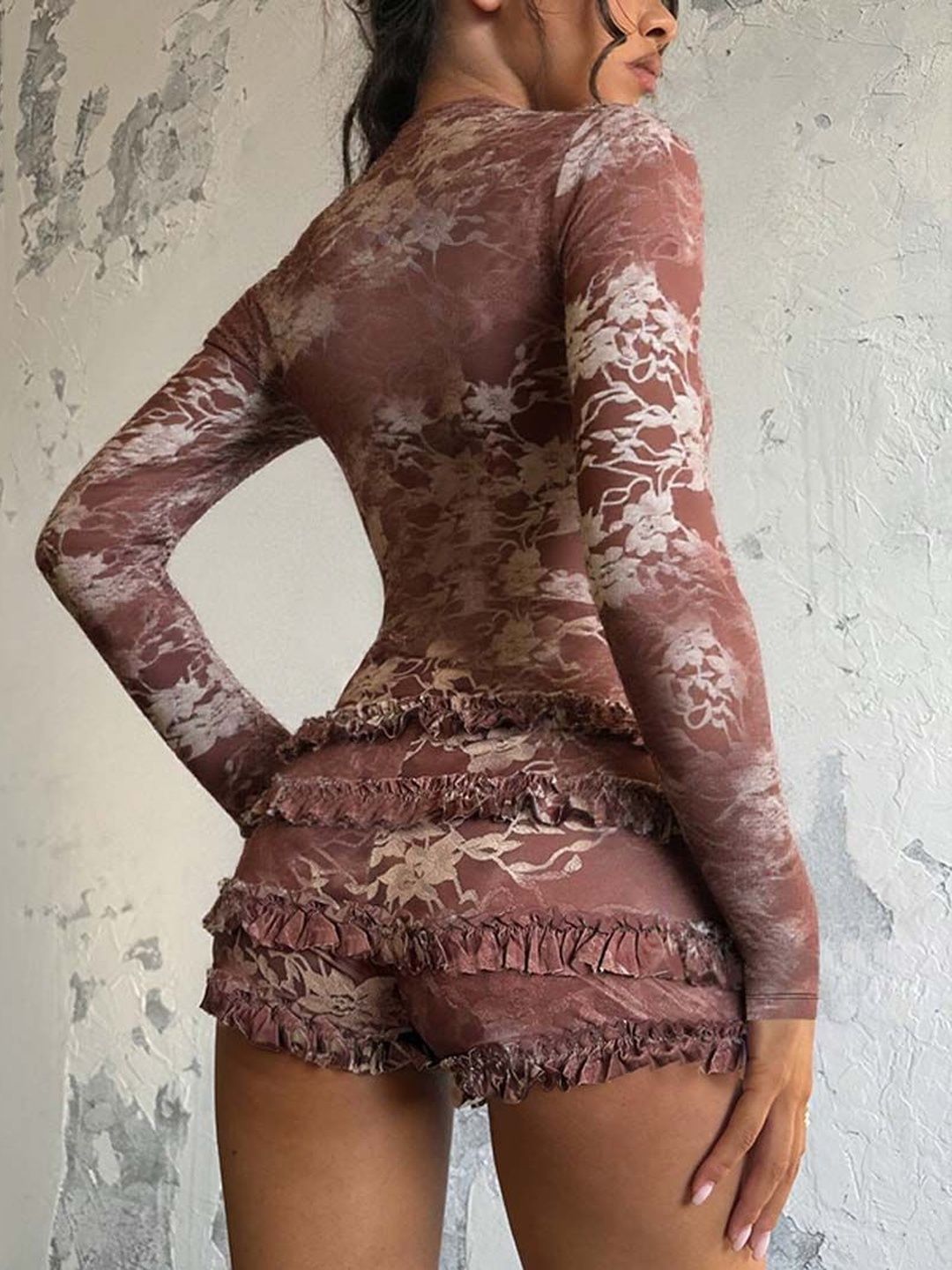 NOWI Printed Basic Jumpsuit with Ruffles