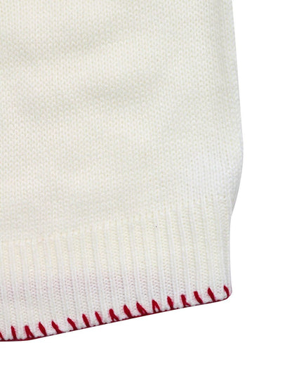 Women's White Printed Pullover Blend Regular Fit