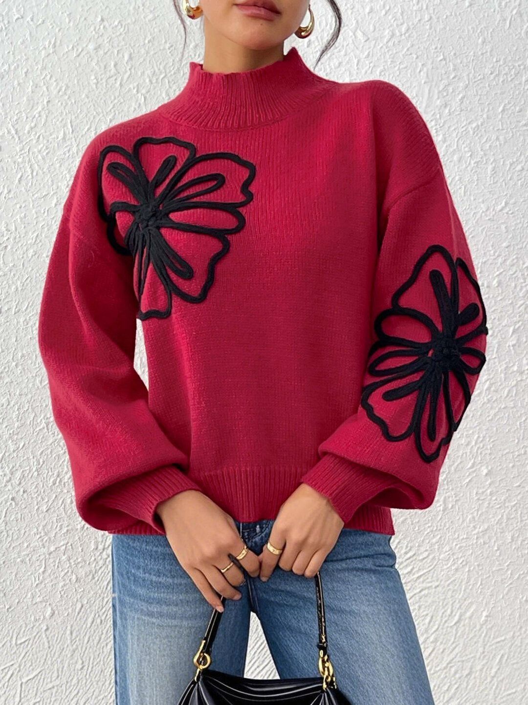 Women Embroidered Pullover with Embroidered Detail
