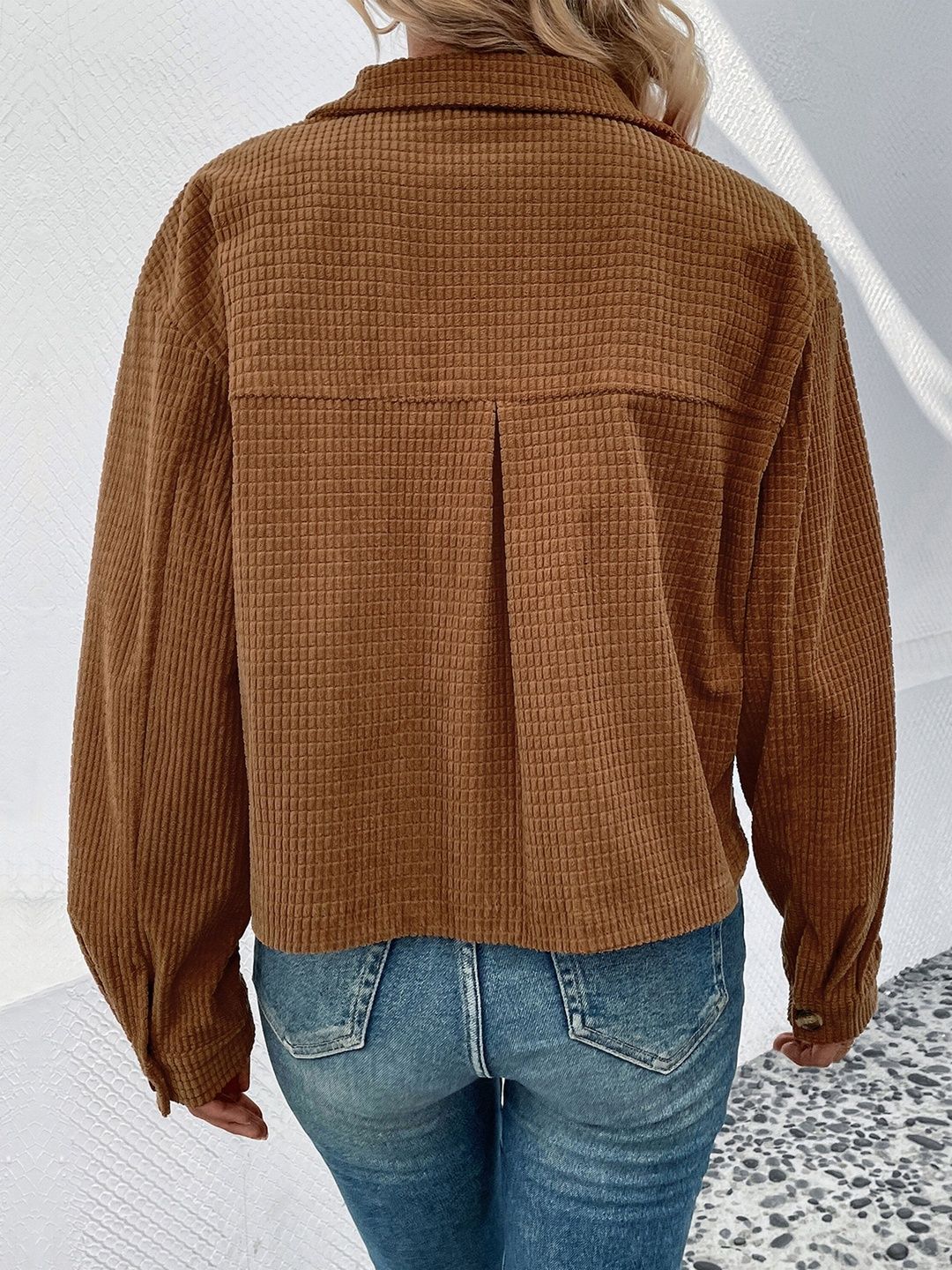 Women Corduroy Open Front Jacket