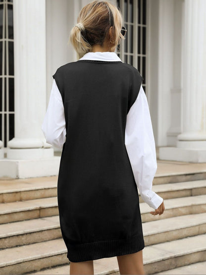 Women's Black Cable Knit Sweater Vest
