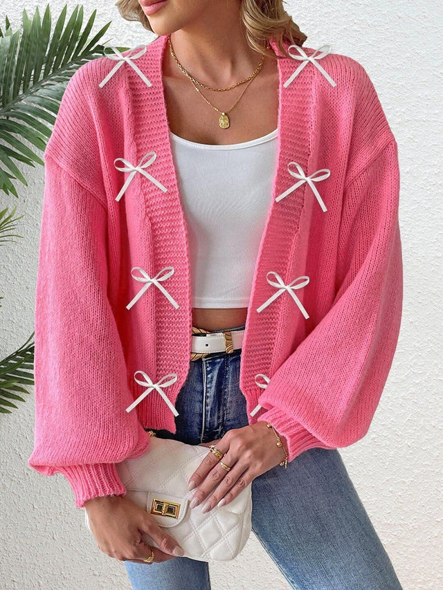 Cardigan in Pink acrylic Style 639 - Nowi Korean Fashion