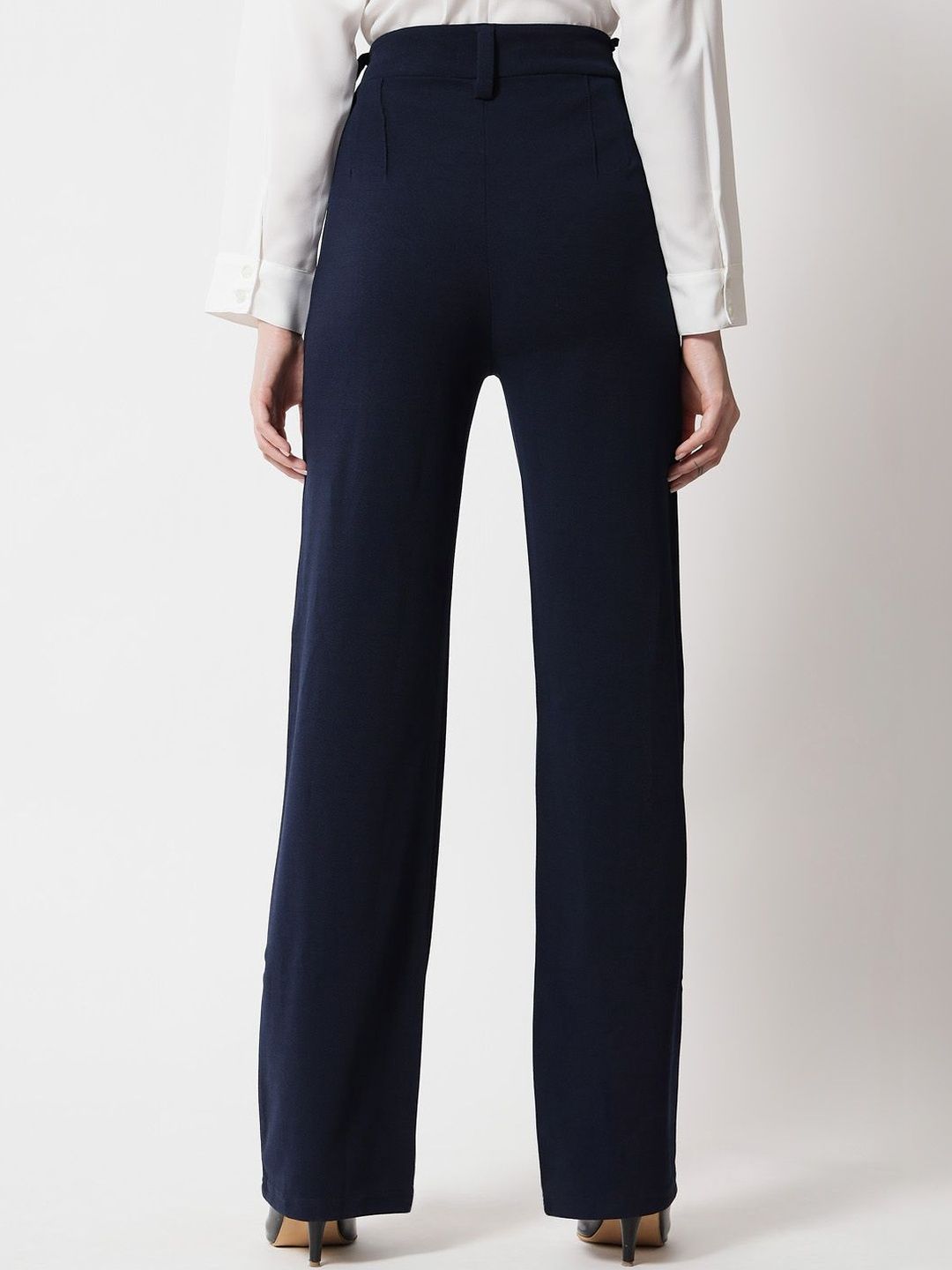 NOWI Women Regular Fit High-Rise Easy Wash Trousers