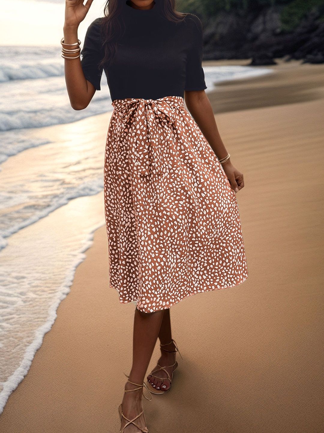 Print A-Line Midi Dress