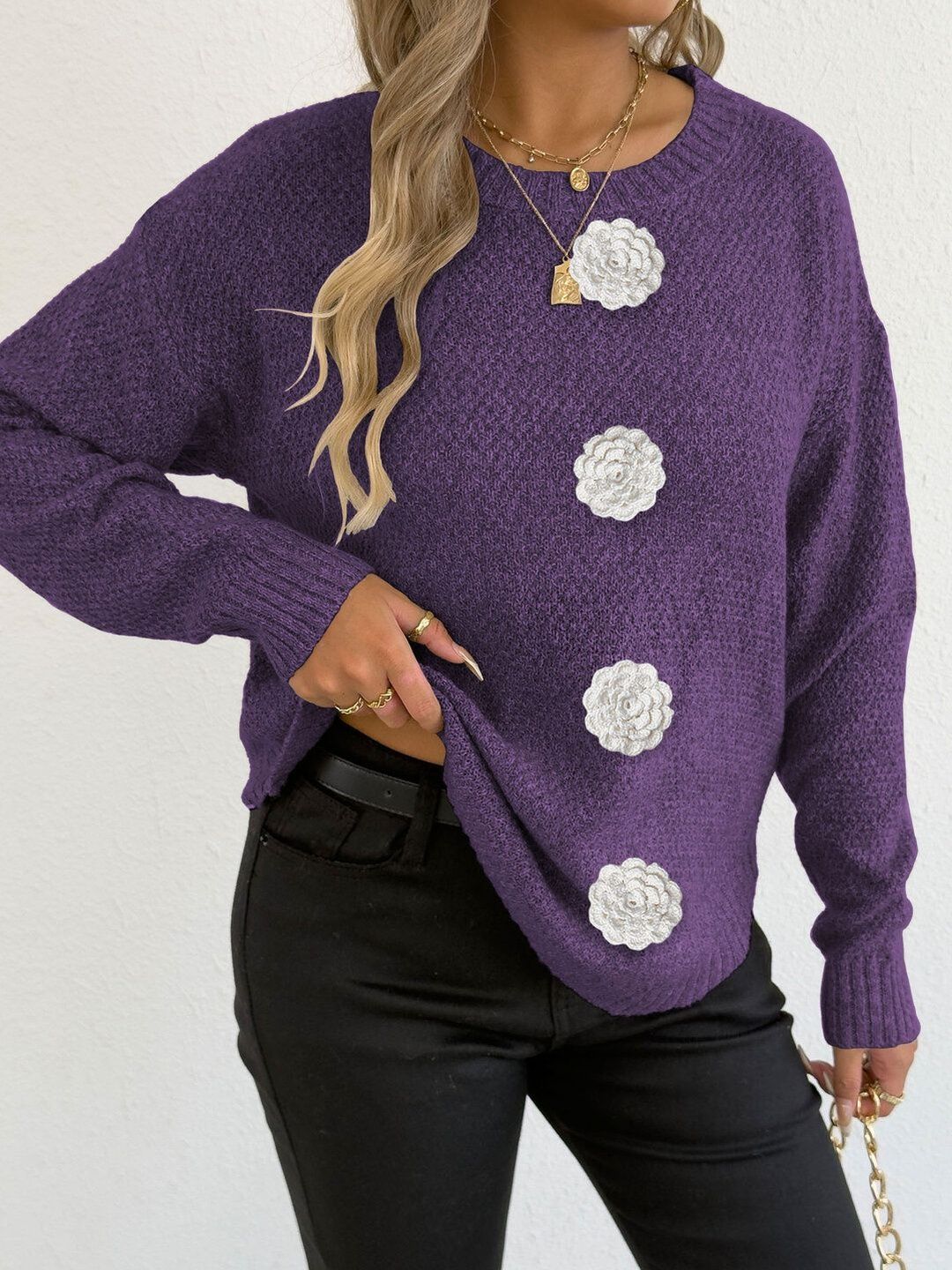 Women Pullover with Applique Detail