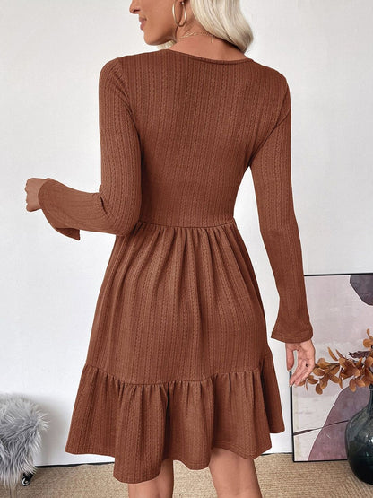 Women's Brown Fit & Flare Dress Blend Printed