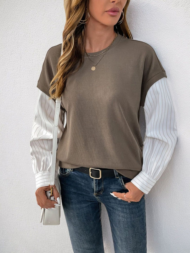 Sweatshirt in Green Cotton Round Neck - Nowi Korean Fashion