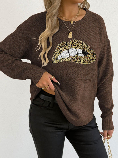 Women Animal Printed Pullover with Embellished Detail