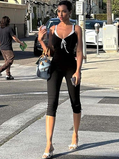 Women's Black Capri Jumpsuit