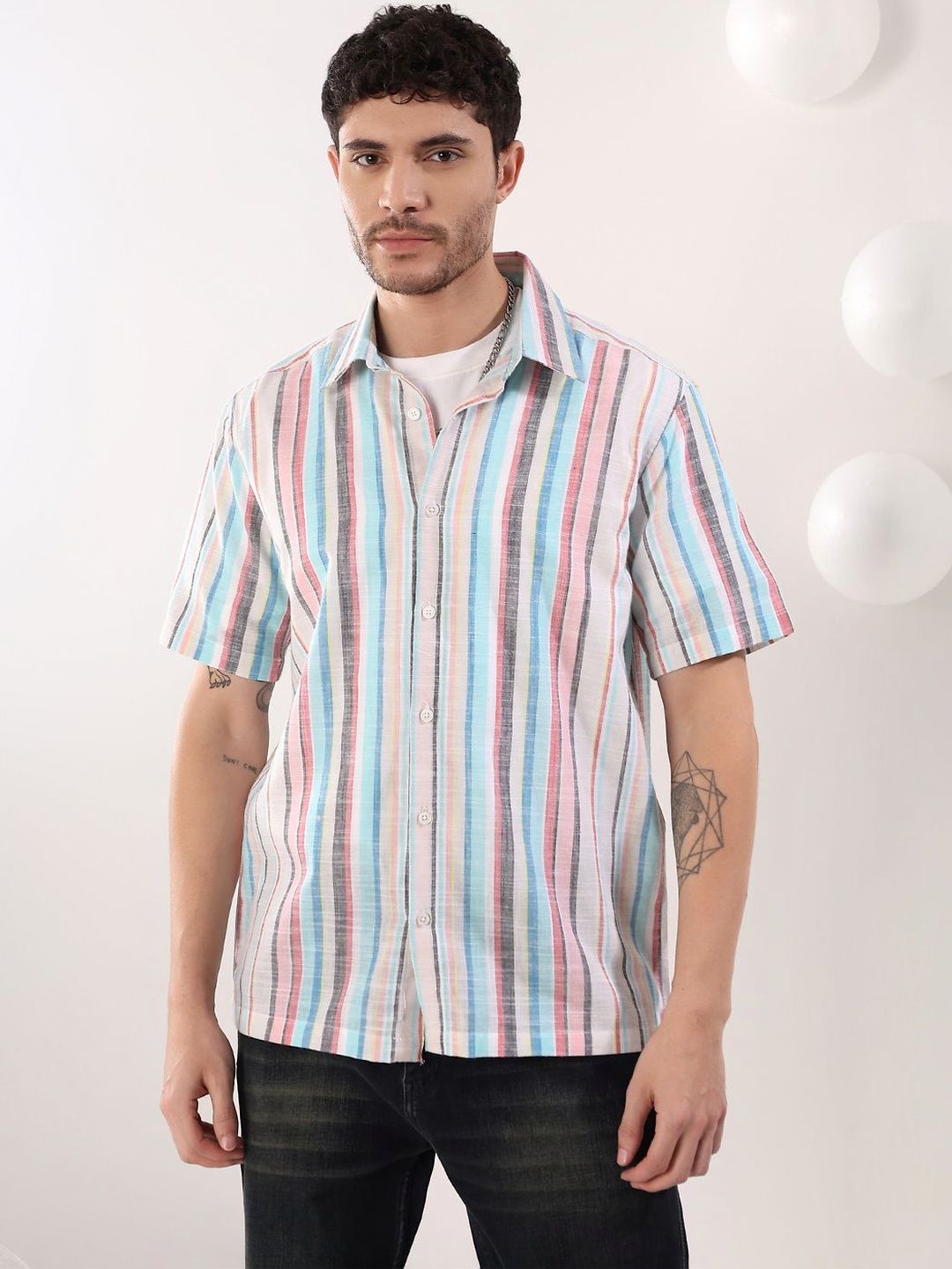 NOWI Men Striped Casual Shirt