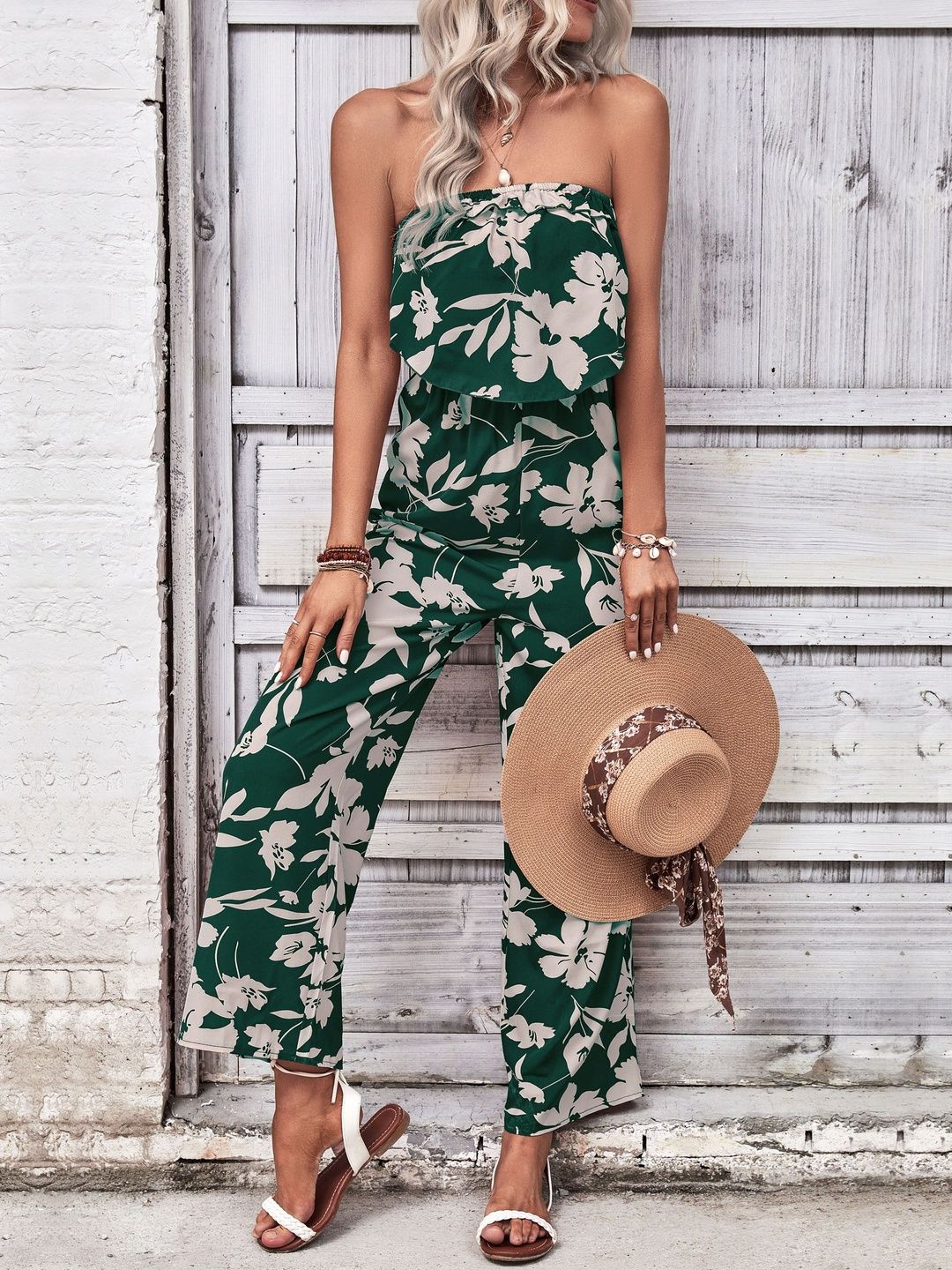 Printed Basic Jumpsuit with Layered