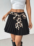 Pleated Flared Mini Skirts in Black polyester - Nowi Korean Fashion