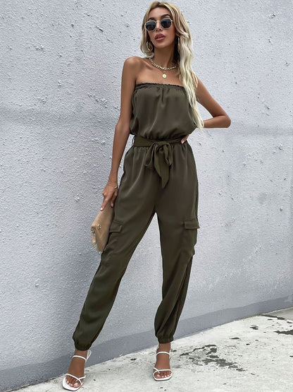 Off-Shoulder Basic Jumpsuit Style 109 - Nowi Korean Fashion