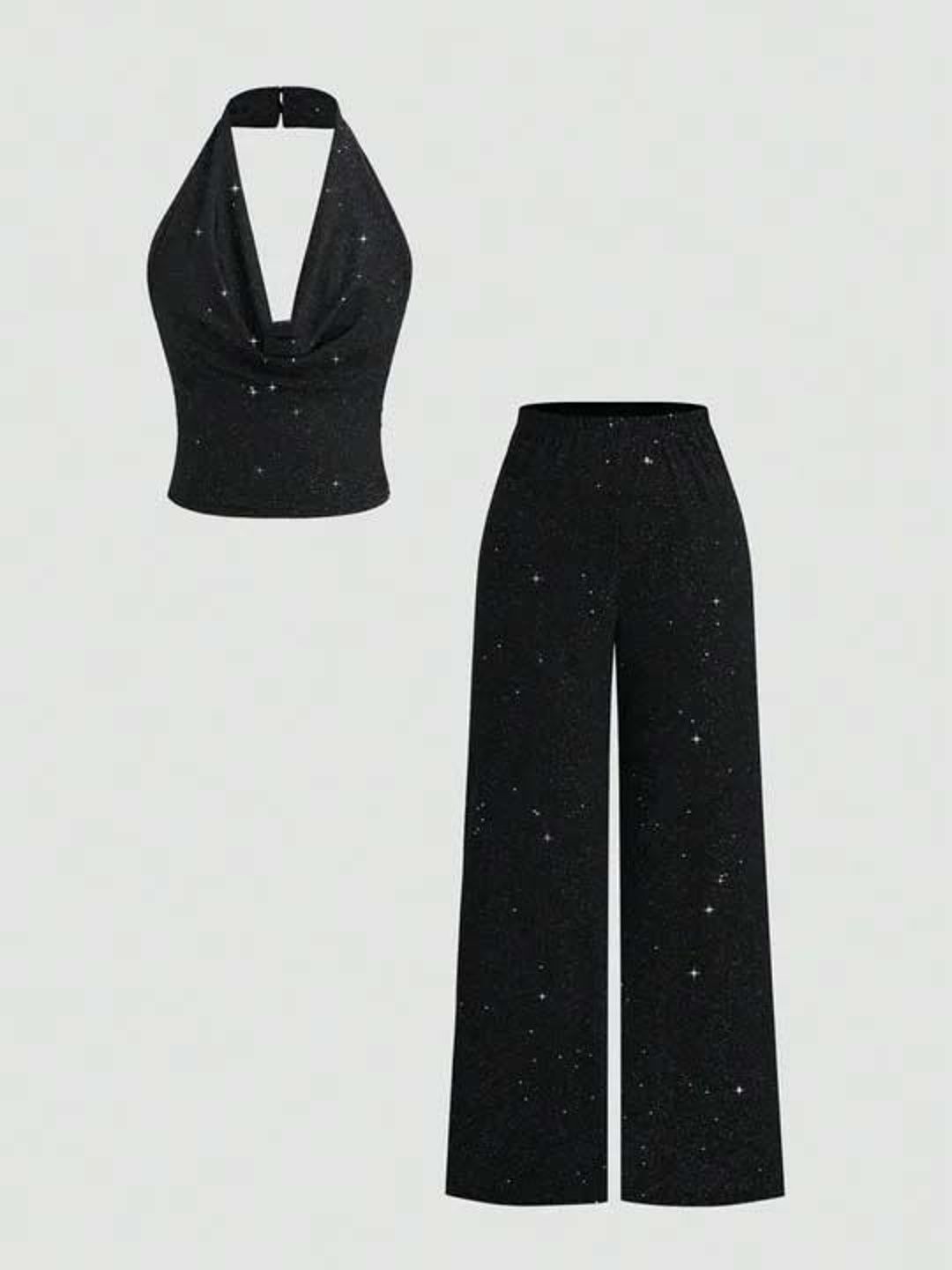 Bling & Sparkly Embellished Top with Palazzos