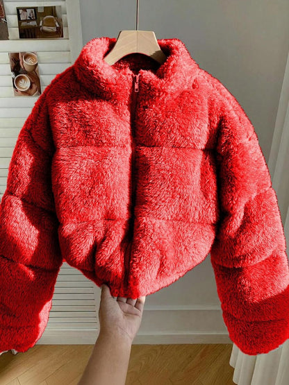 NOWI Women Woollen Lightweight Crop Puffer Jacket