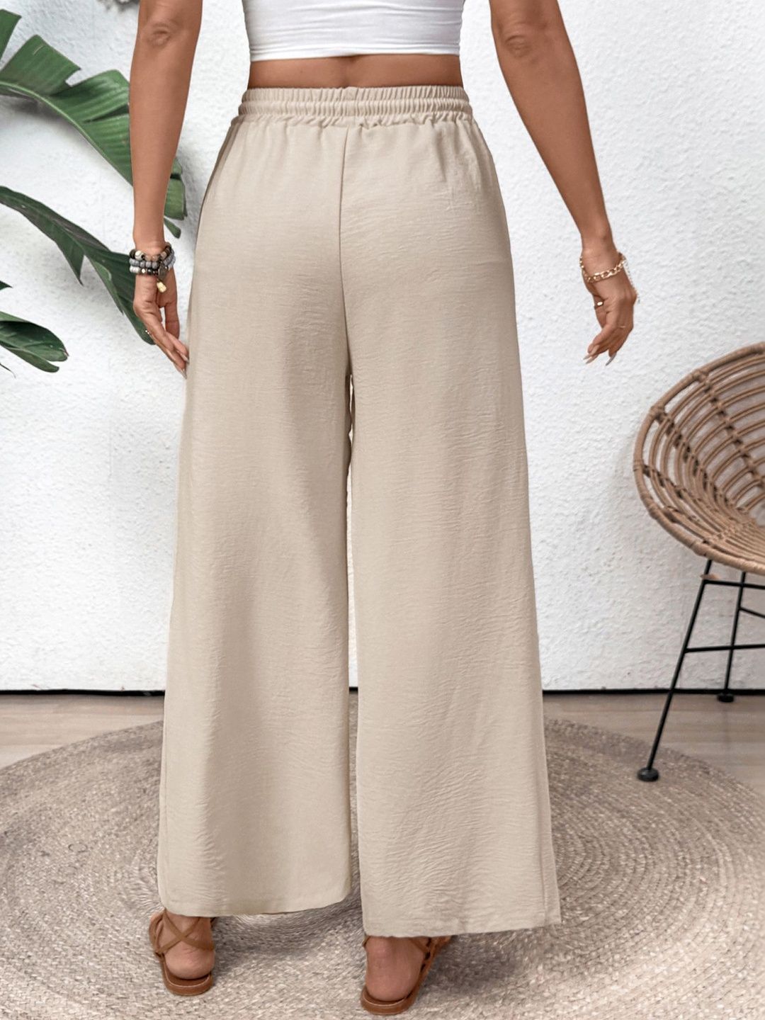 Women Loose Fit Non Iron Pleated Trousers