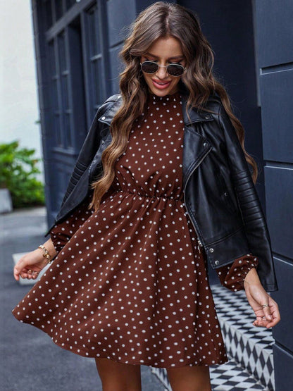 Polka Dot Print Fit & Flare Mini Dress