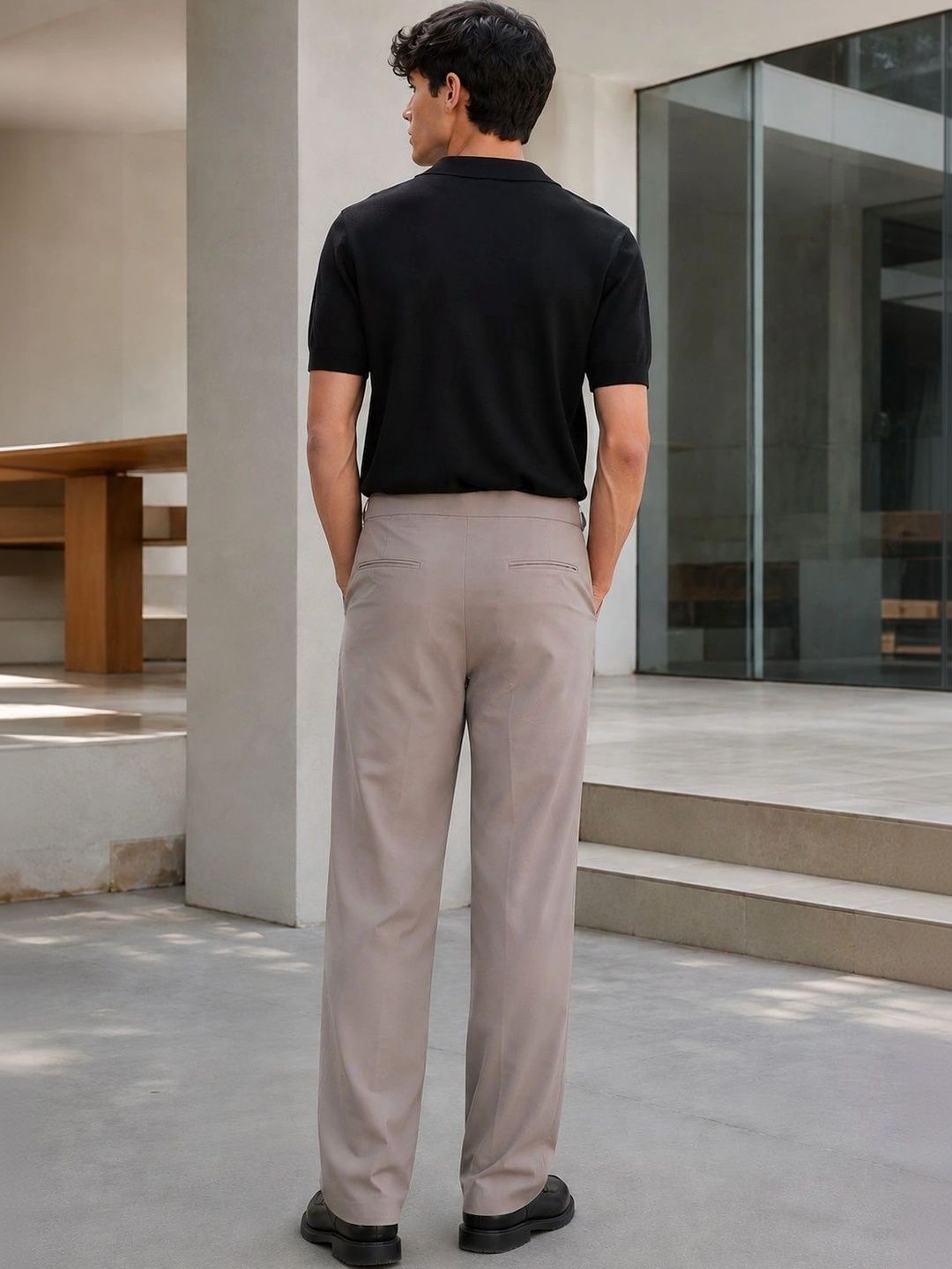 Men High-Rise Wrinkle Free Pleated Trousers