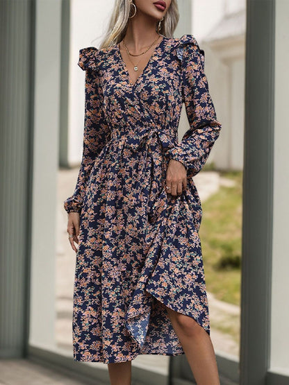 Women's Nowi Floral Print Ruffled Fit & Flare Midi Dress
