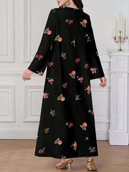 Floral Print Kaftan Maxi Dress