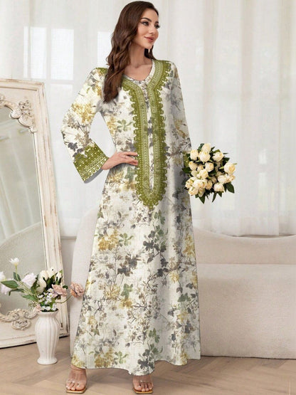 Floral Print Kaftan Maxi Dress