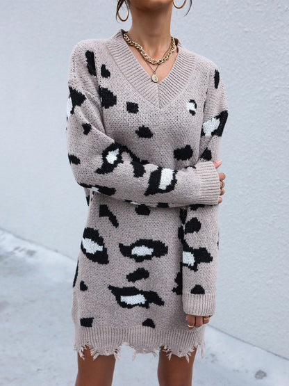 Women's Beige Animal Printed Pullover Blend Regular Fit