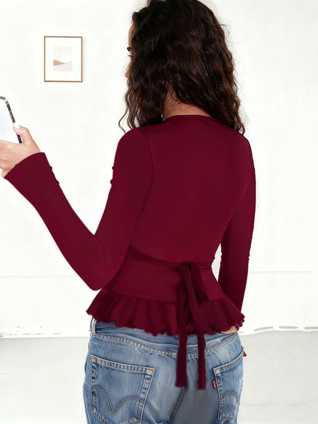 NOWI Ruffles Cotton Wrap Top