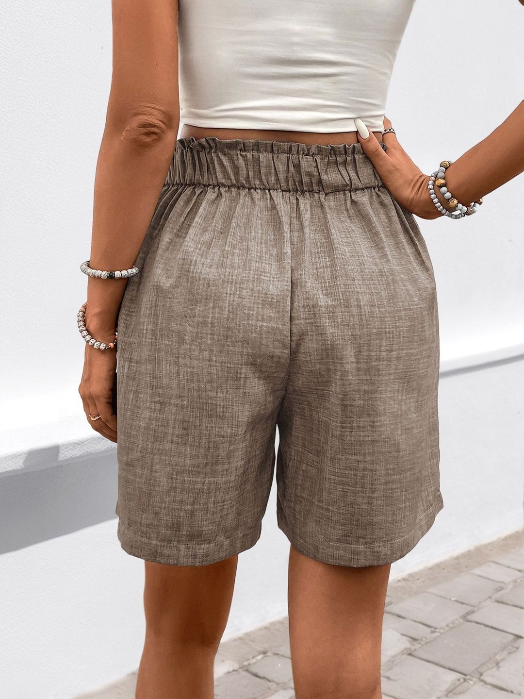 Women High-Rise Linen Shorts