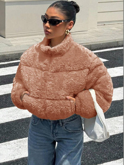 NOWI Women Woollen Crop Puffer Jacket