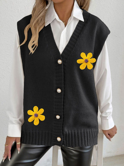 Women Embroidered Sweater Vest with Embroidered Detail