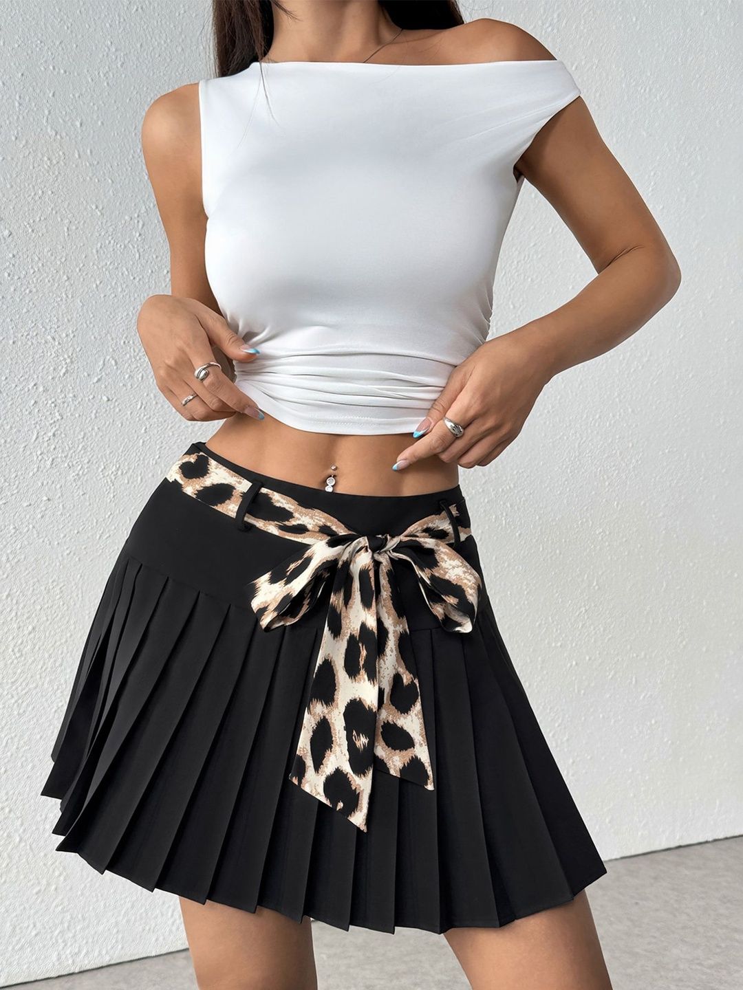 Pleated Flared Mini Skirts