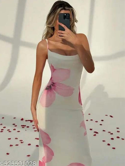 Floral Print Cowl Neck Bodycon Maxi Dress
