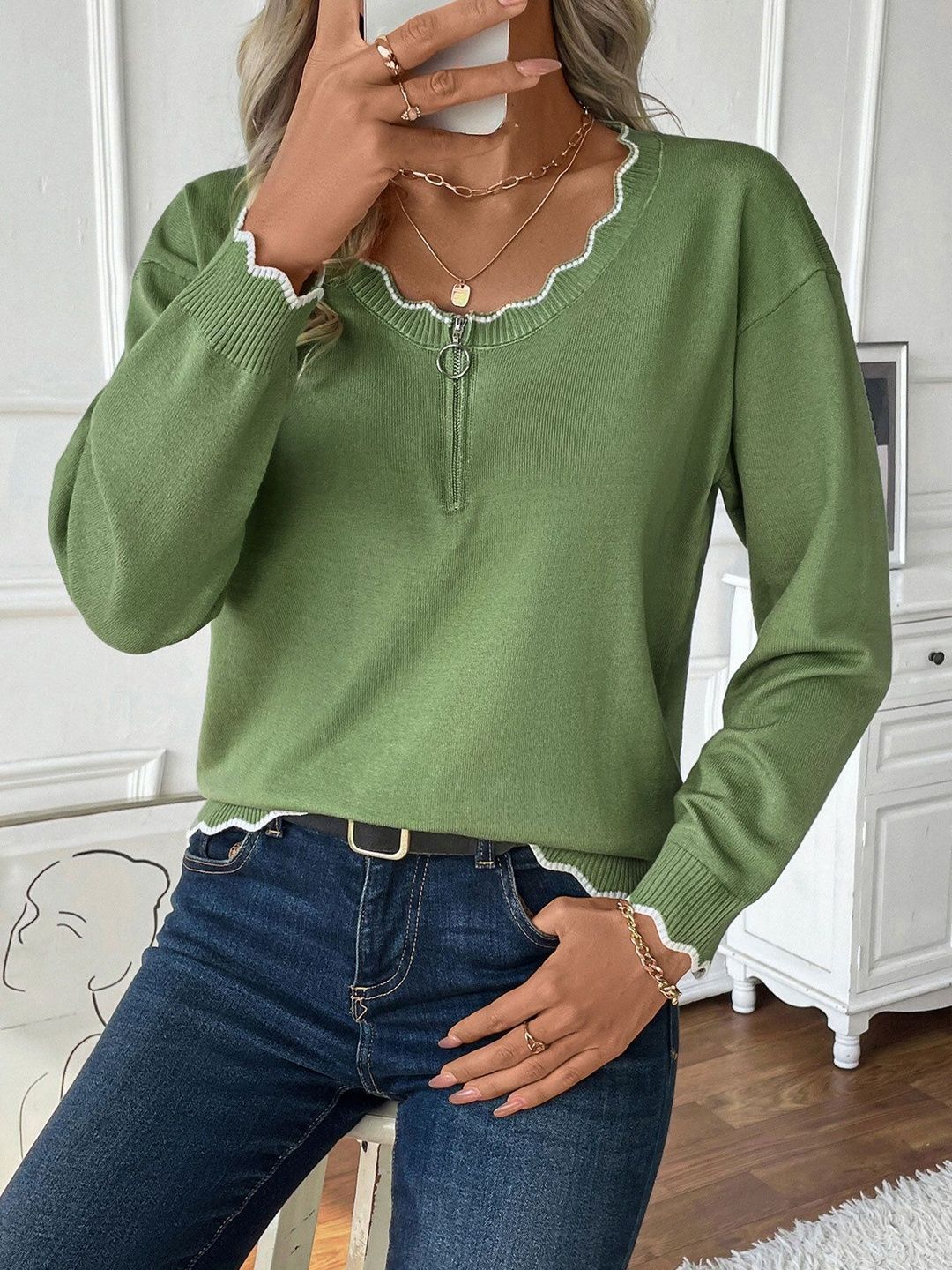 Women's Green Pullover Blend
